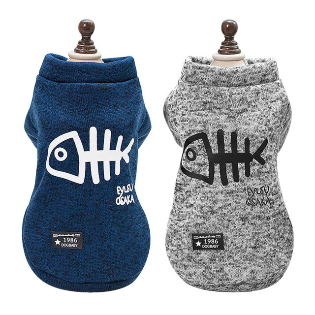 Cute Fish Bone Printed Hoodies for Small Dogs
