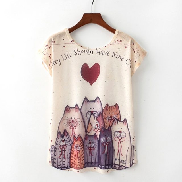 Women’s Cat Printed T-Shirt